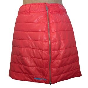 Arctix Womens‎ Insulated Quilted Skirt Orange Red ZipUp Puffer Winter Ski Cute S